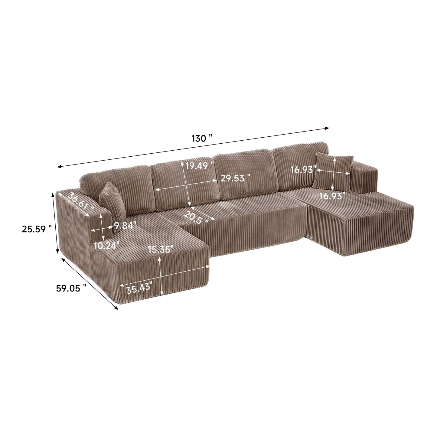 U-Shape Modular Sectional Sofa For Living Room