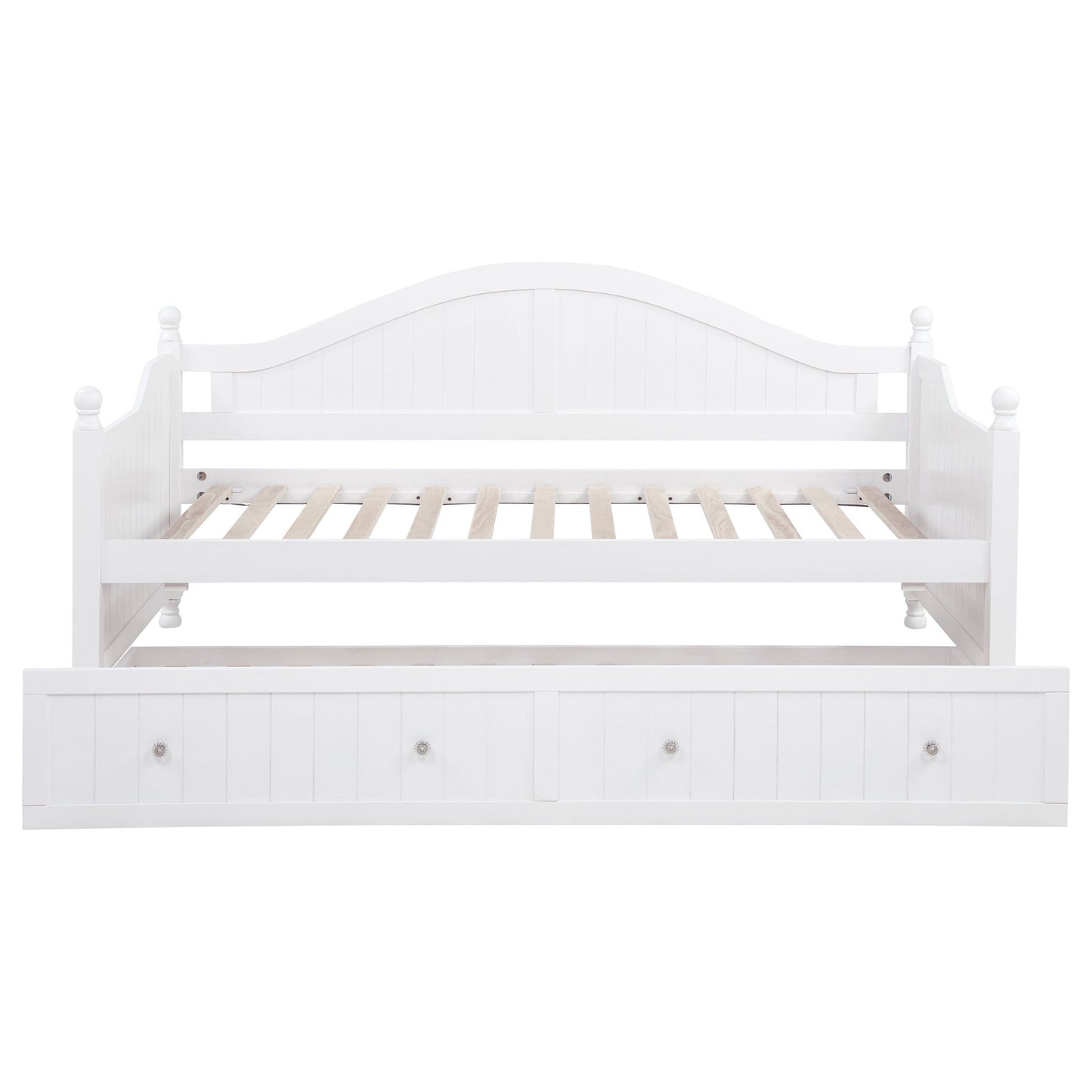 Twin Daybed With Trundle Storage Bed - White