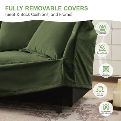 Modern Slipcovered 3-Seater Sofa with Chenille Fabric