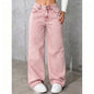Draped Floor-length Black Straight-leg Jeans