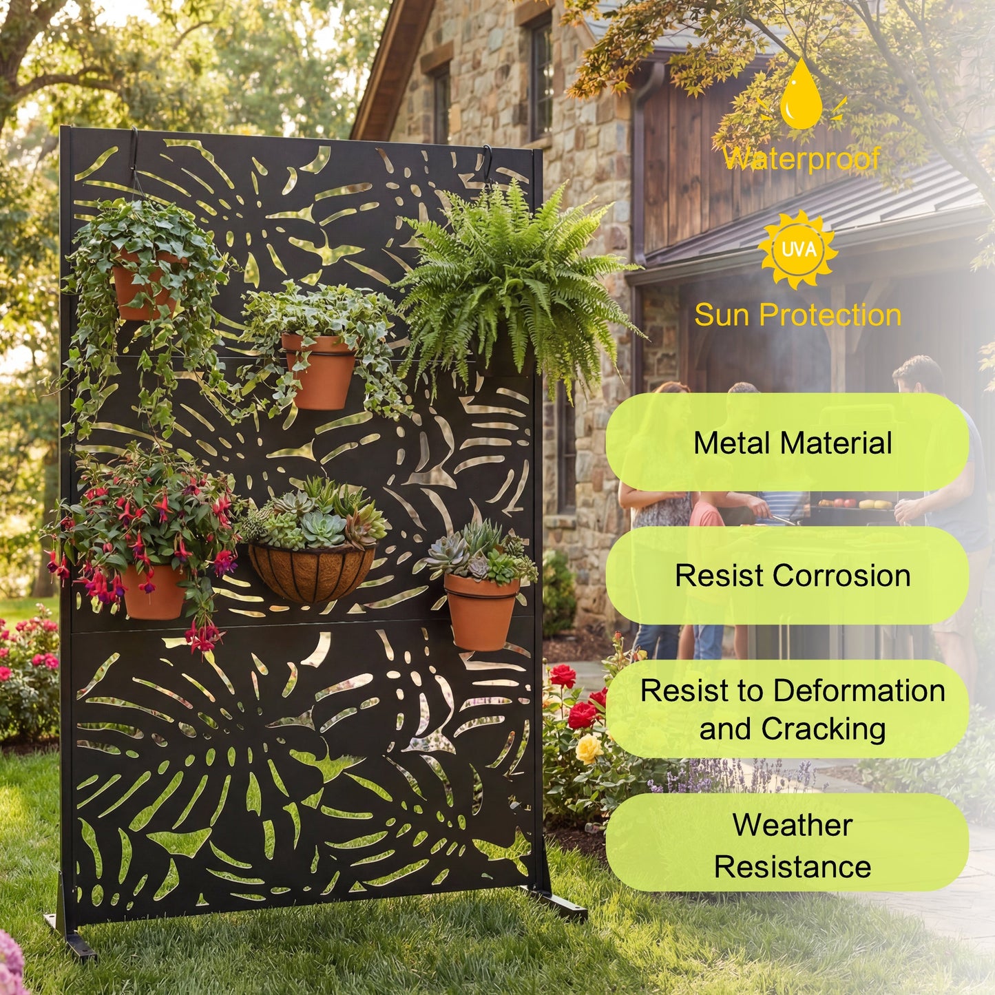 Metal Privacy Screens 3.3Ft x 6Ft Outdoor and Indoor Divider