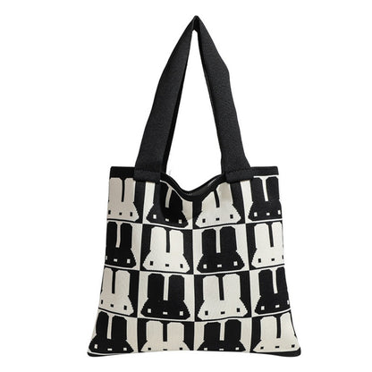 Rabbit tote bag women, autumn and winter simple fashion handbag, versatile commuter shoulder underarm bag