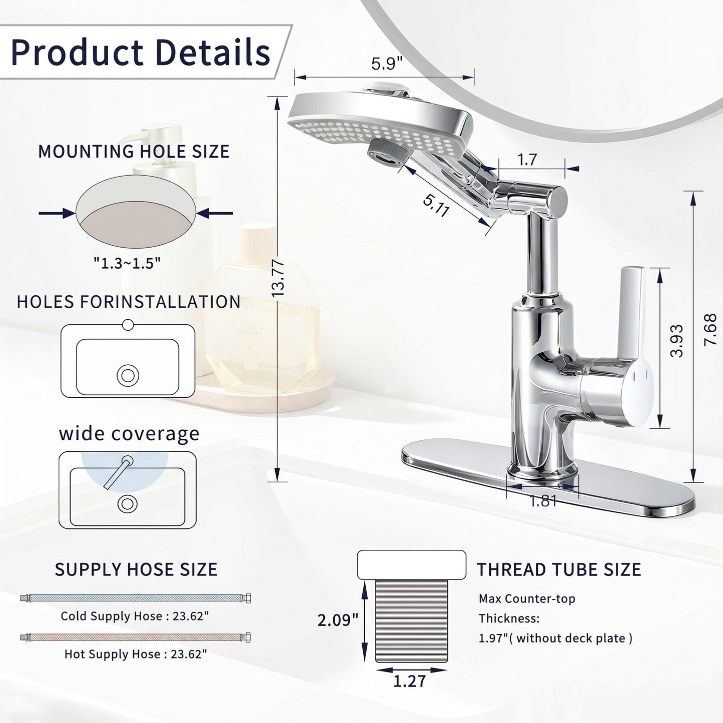 LED Temperature Display Bathroom Faucet with Digital Screen
