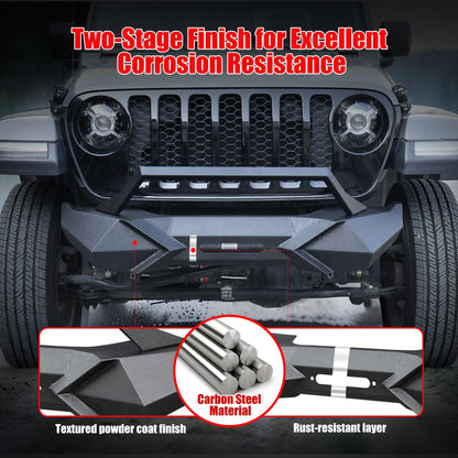 X Style Front Bumper with Winch Plate Compatible with Wrangler JK (2007-2017)