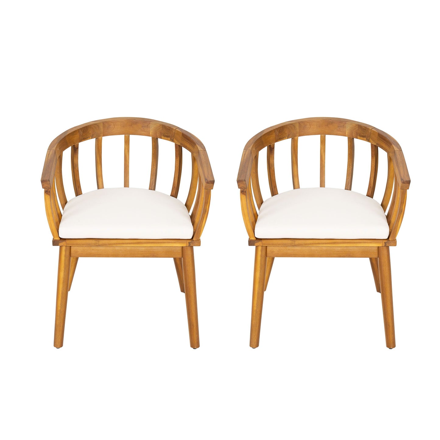 Klismos Dining Armchair (Set of 2) - Teak / Beige