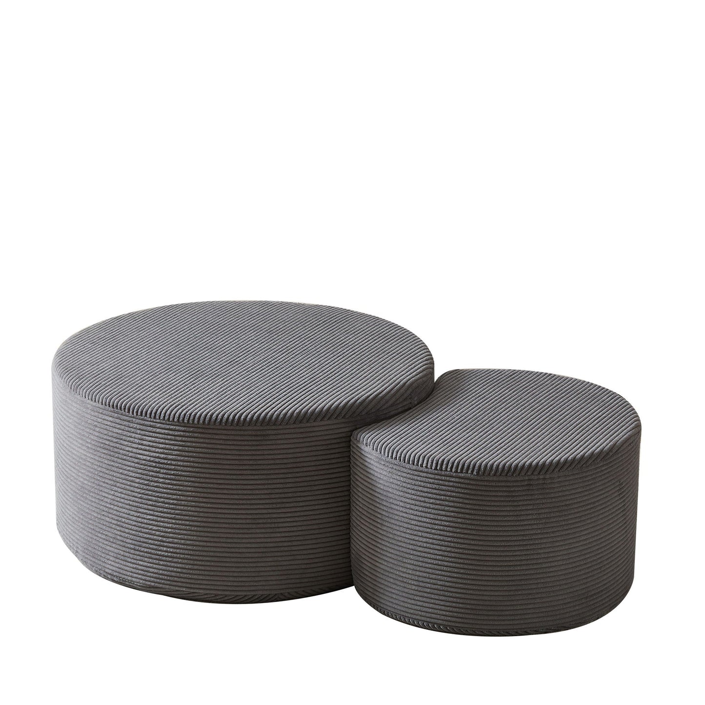 Modern Upholstered Round Coffee Table For Living Room (Set of 2)
