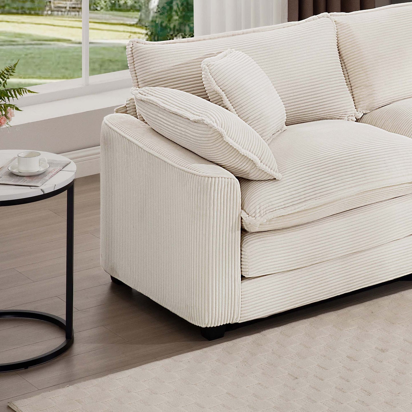 Classic Modern Comfortable Single Chair Deep Seat Sofa With Footstool