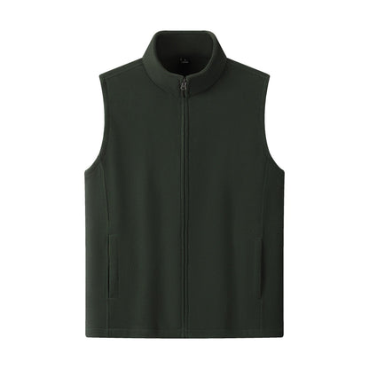 Zipper Stand Collar Double-sided Fleece Cardigan Fleece Vest