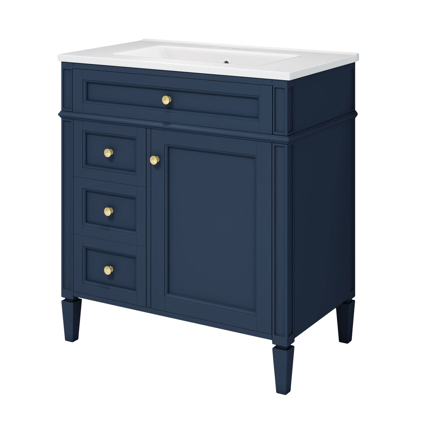 Bathroom Vanity With Medicine Cabinet, Royal Mirror Cabinet, Modern Bathroom Storage Cabinet With 2 Soft Closing Doors And 4 Drawers