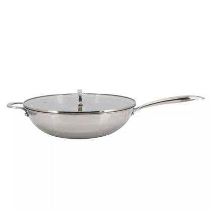 Better Chef 12.5-Inch 3-Ply Stainless Steel Nonstick Wok with Lid
