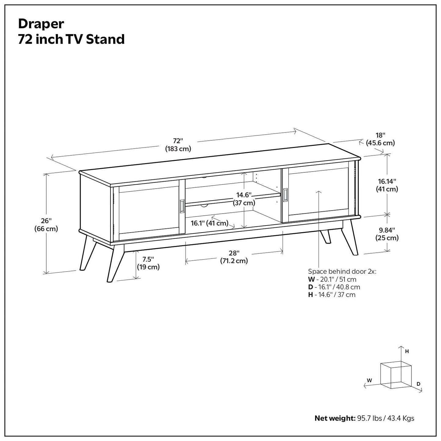 Draper - Handcrafted Mid Century Low TV Media Stand