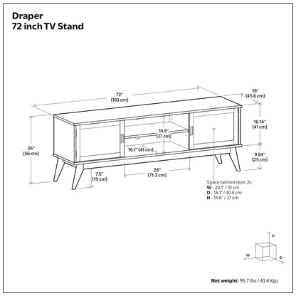 Draper - Handcrafted Mid Century Low TV Media Stand