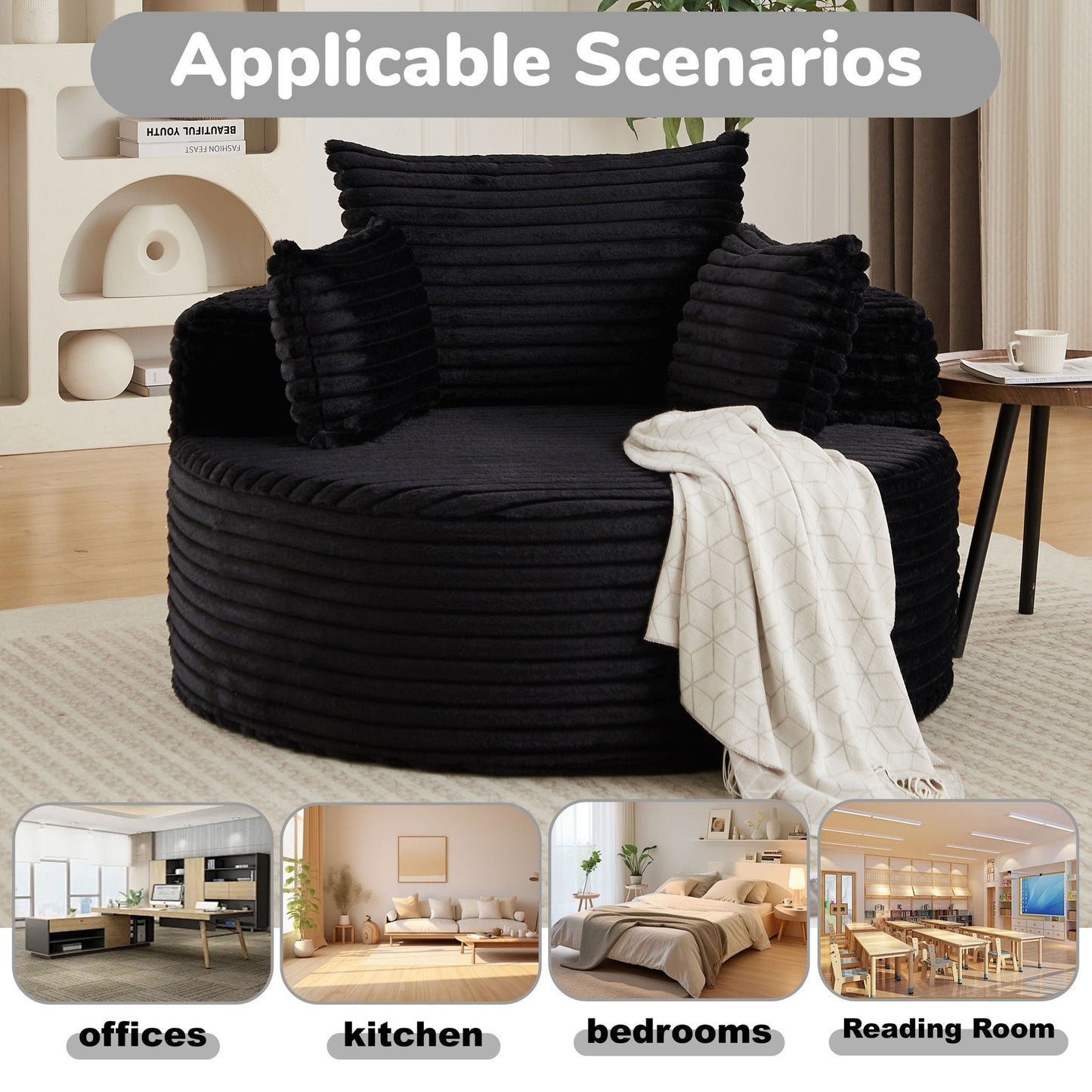 Modern Single Sofa With Backrest Pillow For Living Room