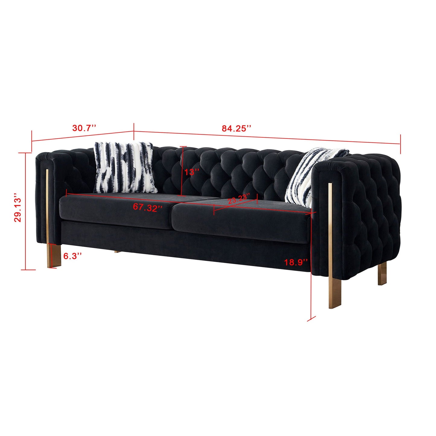 Chesterfield - Modern Tufted Living Room Sofa, 84.25''W Couch