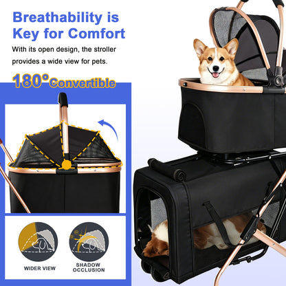 Double Pet Stroller for Small and Medium Dogs and Cats