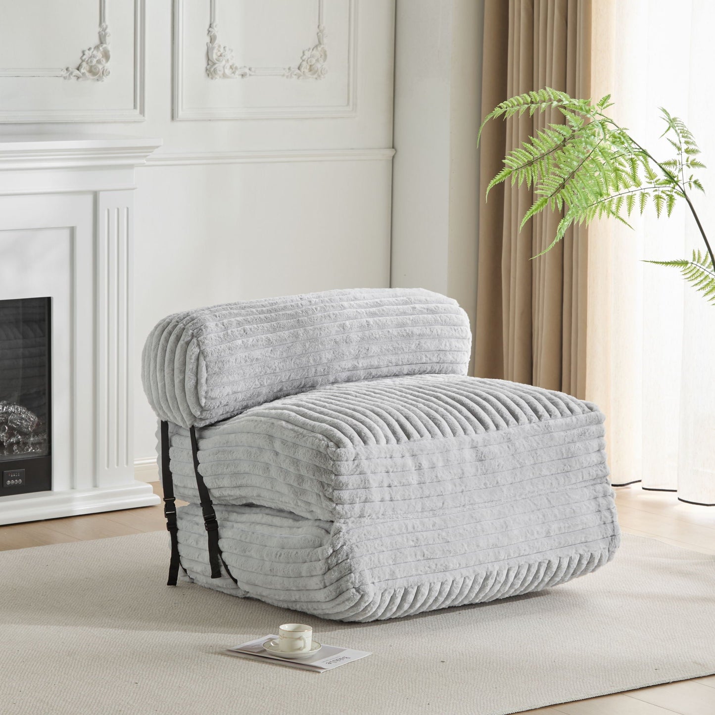 Latina Indoor Foldable Bean Bag Lounge Chair - Light Gray