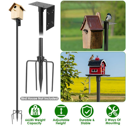 79.92in Bird House Pole Kit Height Adjustable Bird Feeder PoleÊMount Kit Heavy Duty Bird House Pole Set with 5 Prongs Base for Bird House Bird Feeder
