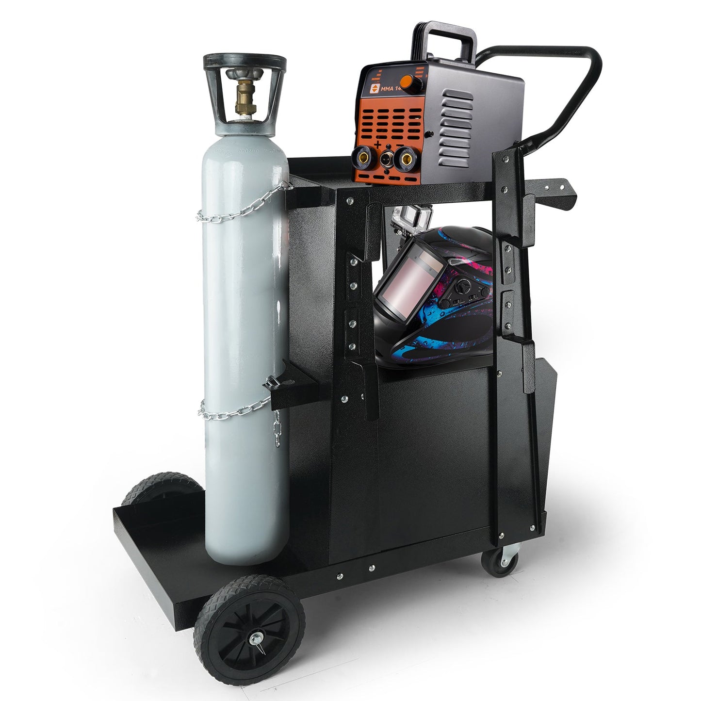 Welding Cart, 2-Tier Heavy Duty Welder Cart with Lockable Cabinet