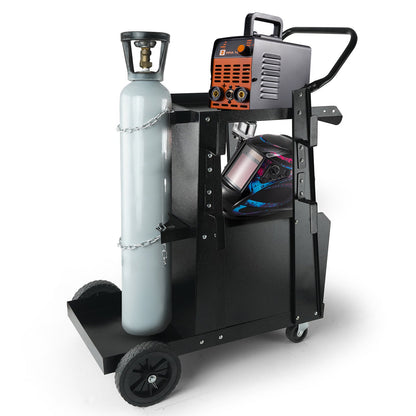 Welding Cart, 2-Tier Heavy Duty Welder Cart with Lockable Cabinet