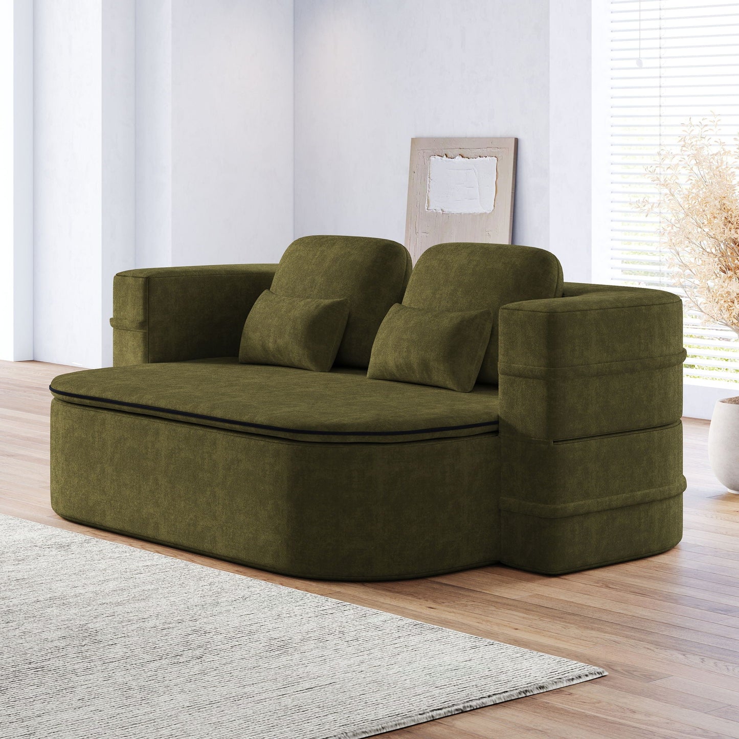 2 In 1 Foldable Sofa Bed With Multi Functional Blanket, Floor Lounge Sofa