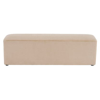 Long Plush Ottoman, Simple Footstool And Seat For Home Use - Almond