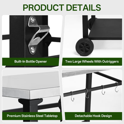 2-Tier Outdoor Grill Cart