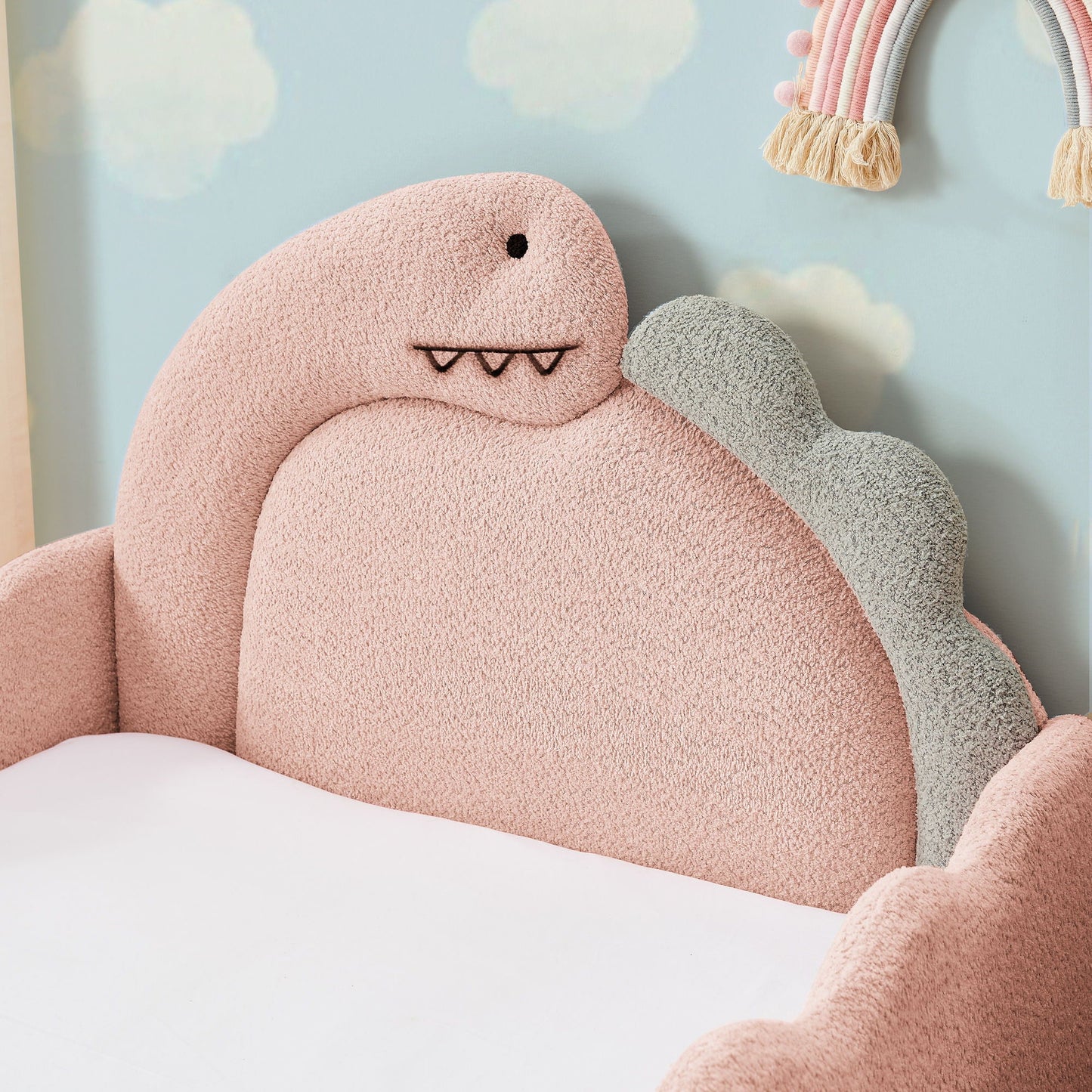 Cute Dinosaur Shaped Bed With Safety Guardrail, Toddler Frame