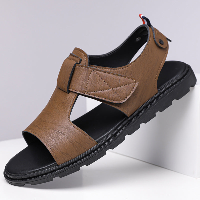 Mens Casual Breathable Leather Sandals With Soft Soles