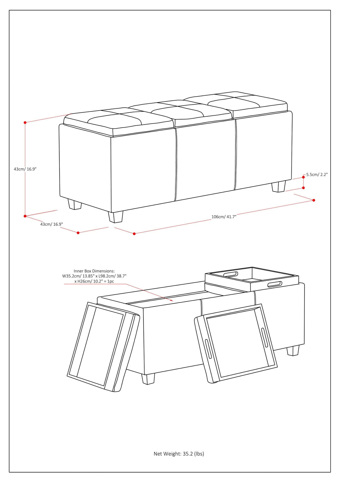 Avalon - Upholstered Storage Ottoman