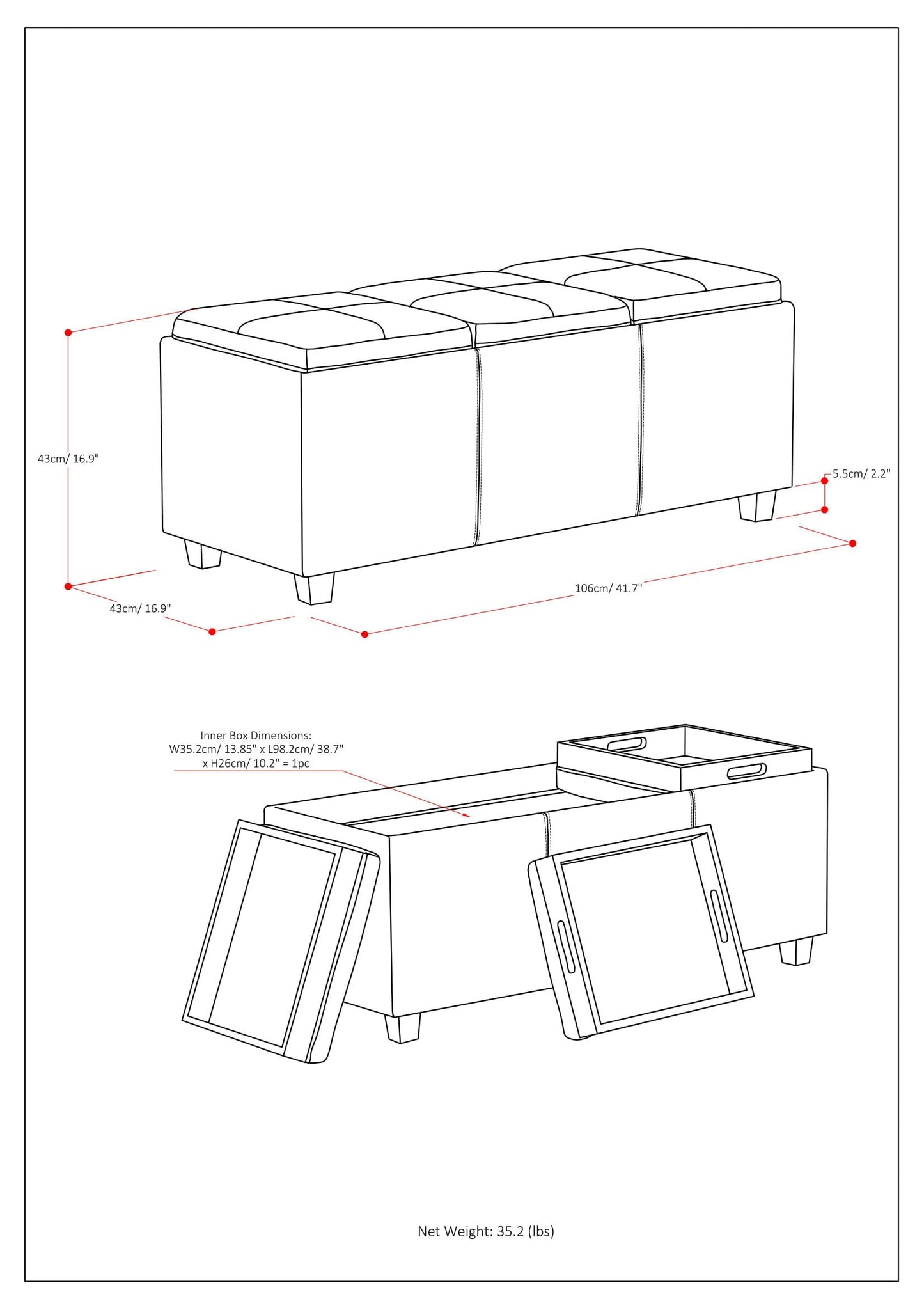 Avalon - Multi Functional Storage Ottoman