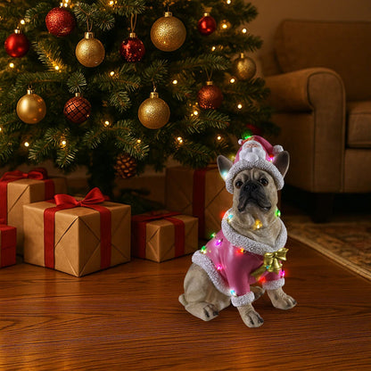 Christmas French Bulldog Statue