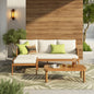 3 Piece Acacia Wood Patio Furniture Set with Coffee Table