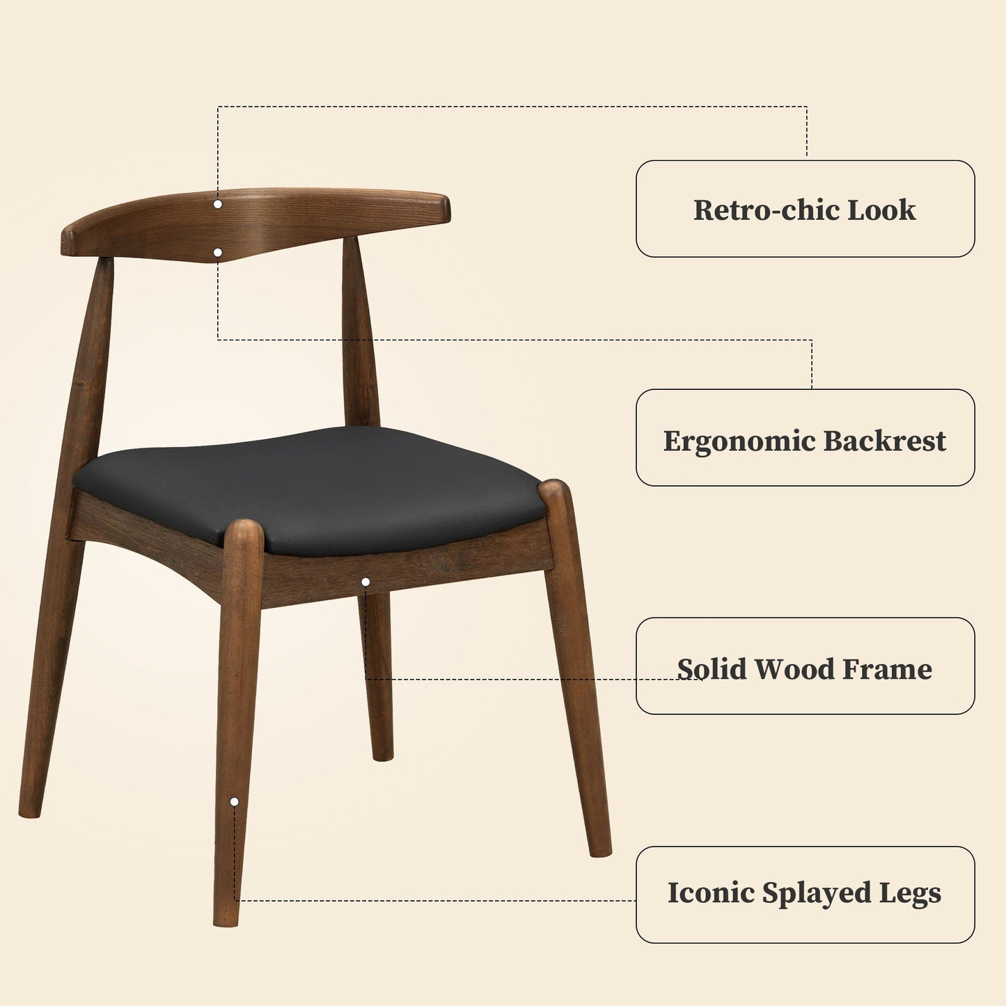 5 Piece Dining Set With 1 Table And 4 Upholstered Chairs - Walnut / Black