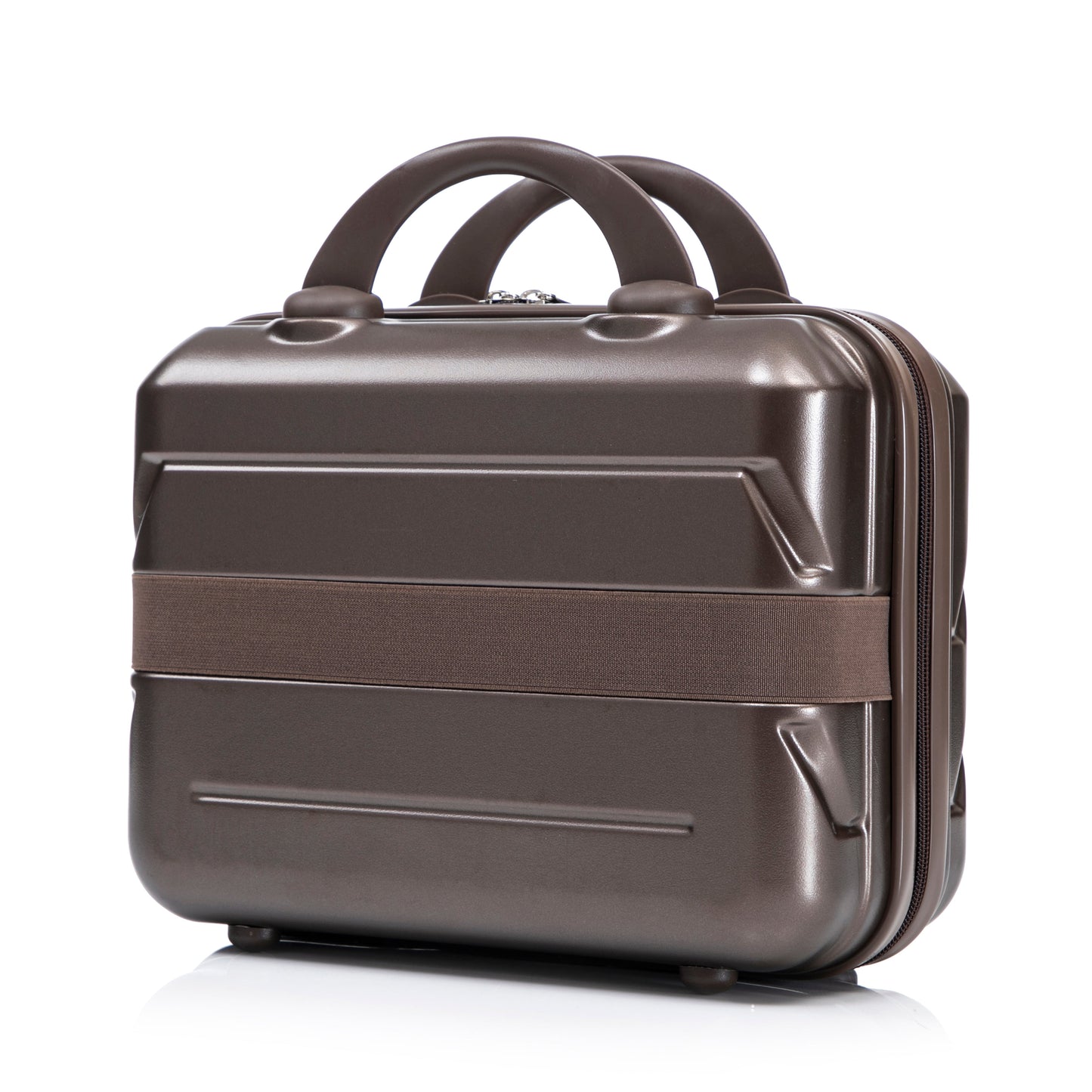 14"/20" 2-Piece ABS Spinner Wheel Luggage Set with Combination Lock and Cosmetic Case (Brown)
