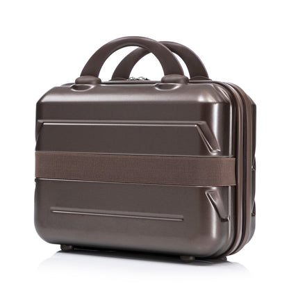 14"/20" 2-Piece ABS Spinner Wheel Luggage Set with Combination Lock and Cosmetic Case (Brown)