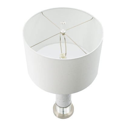 Sculpted Marble & Crystal Cylinder Table Lamp
