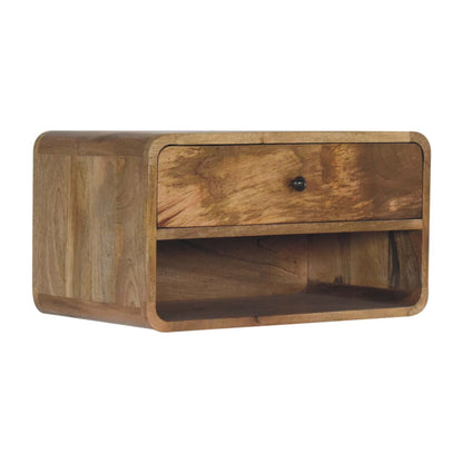 Solid Wood Large Floating Curve Open Slot Bedside