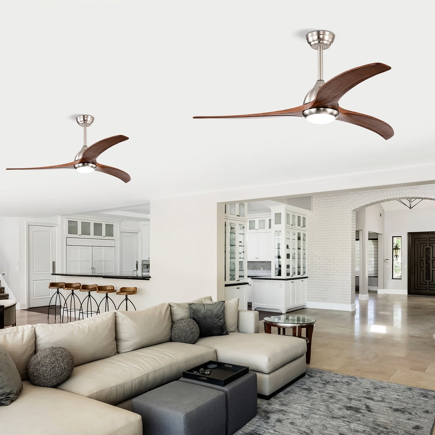 52" Solid Wood Blades Ceiling Fan with Light and Remote Control