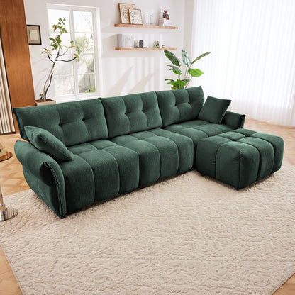 Three-Seater Sofa Set With Ottoman and Pillows