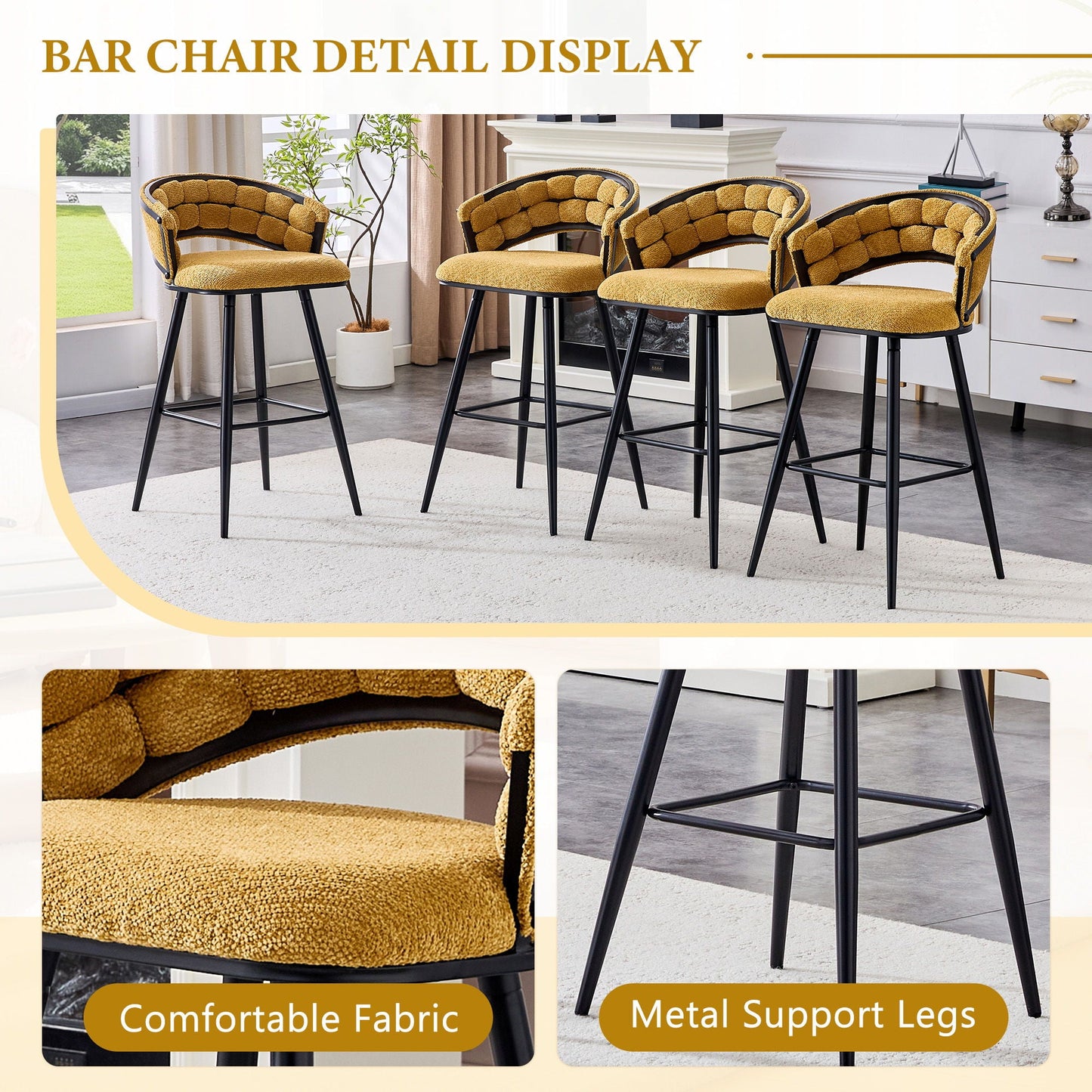 Bar Stools, Kitchen Island Counter Height Stools (Set of 2)