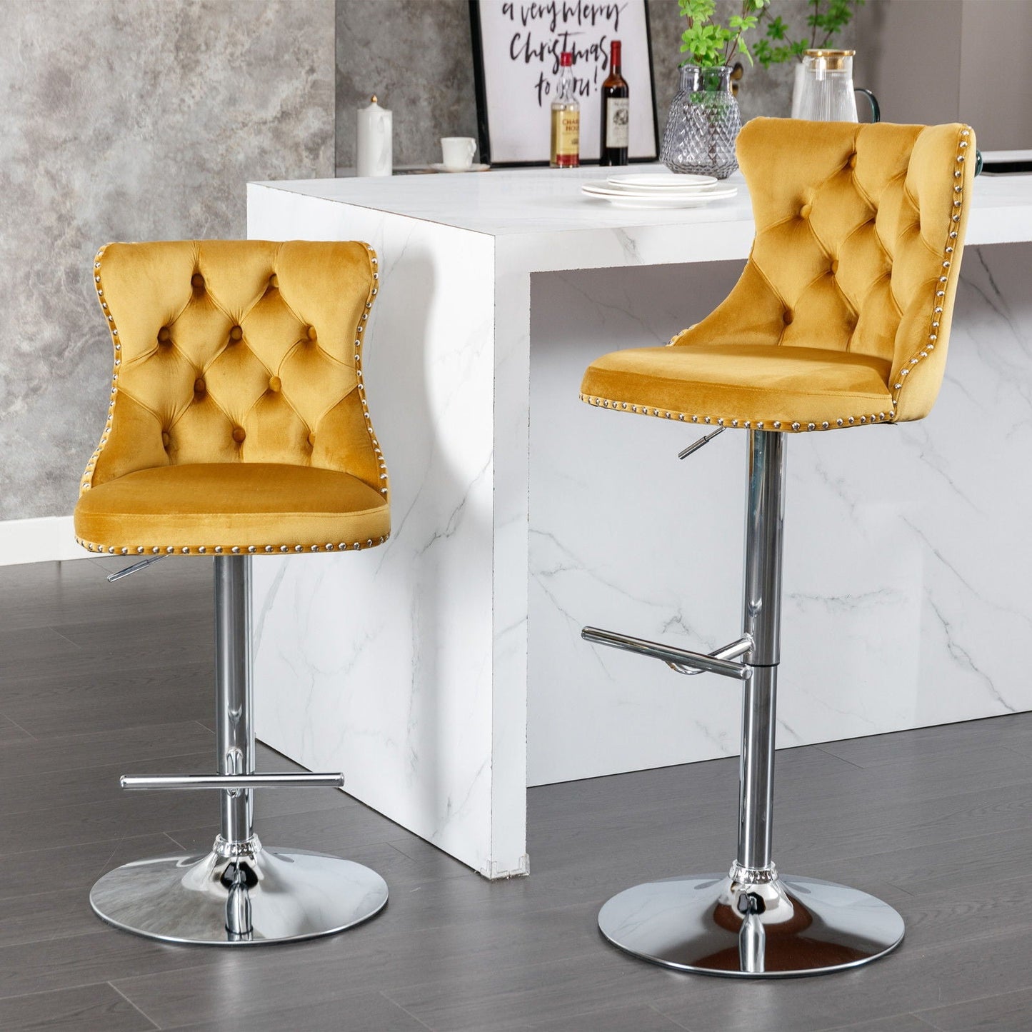 Swivel Adjustable Height Barstools Set of 2