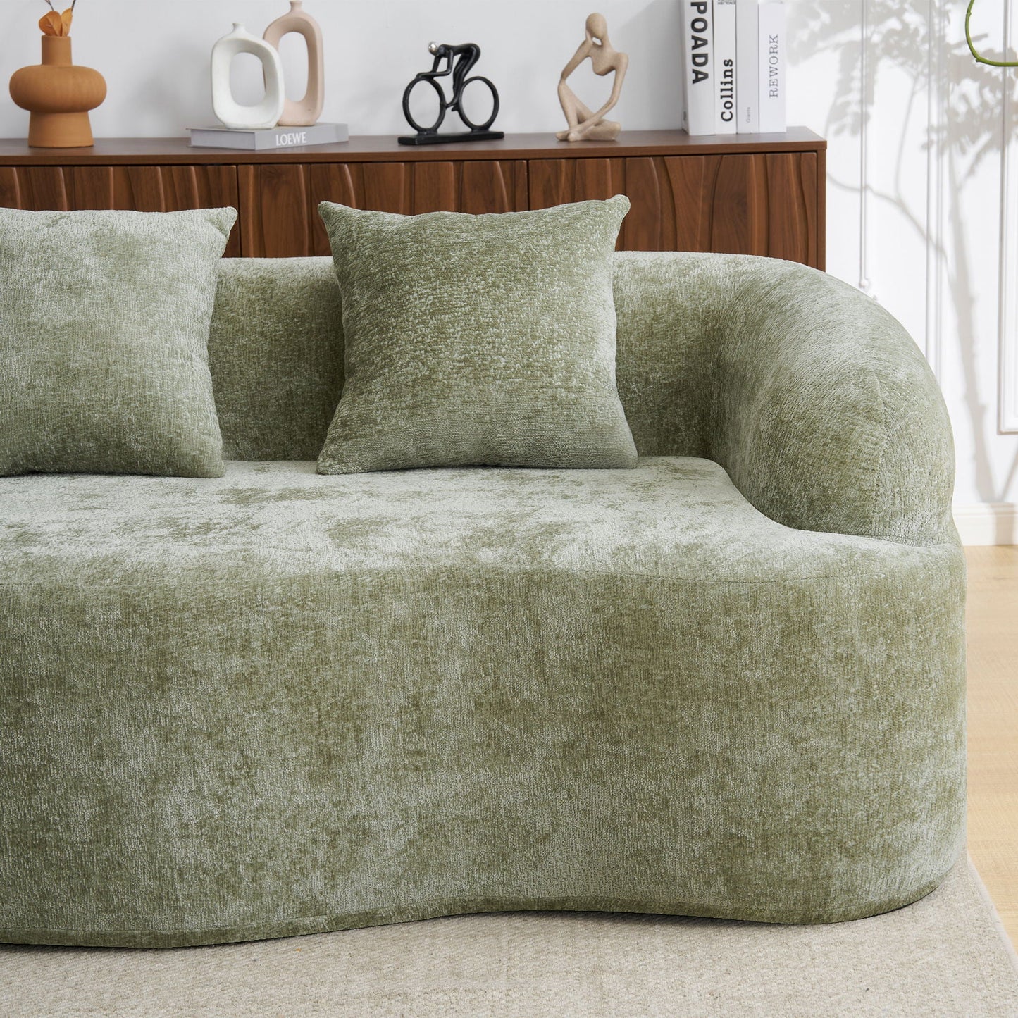 Modular L-Shape Sectional Sofa With Curved Chaise