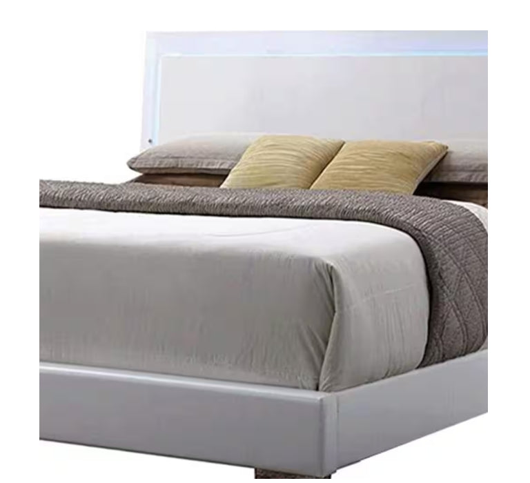 Lorimar White Faux Leather Panel Bed