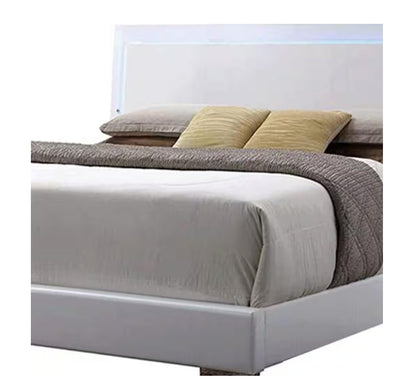 Lorimar White Faux Leather Panel Bed