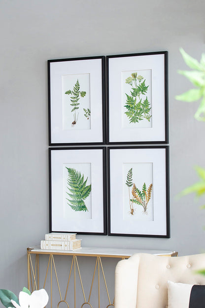 Botanical And Fern Wall Art, Wall Decor For Living Room Dining Room Entryway (Set of 4) - White / Black