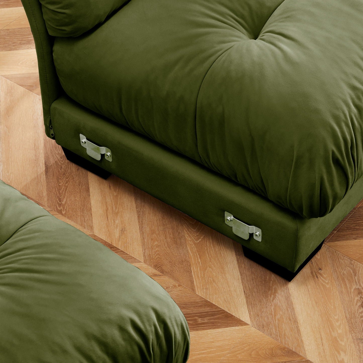 Modern Sofa With Bolstered Armrests And Pillows