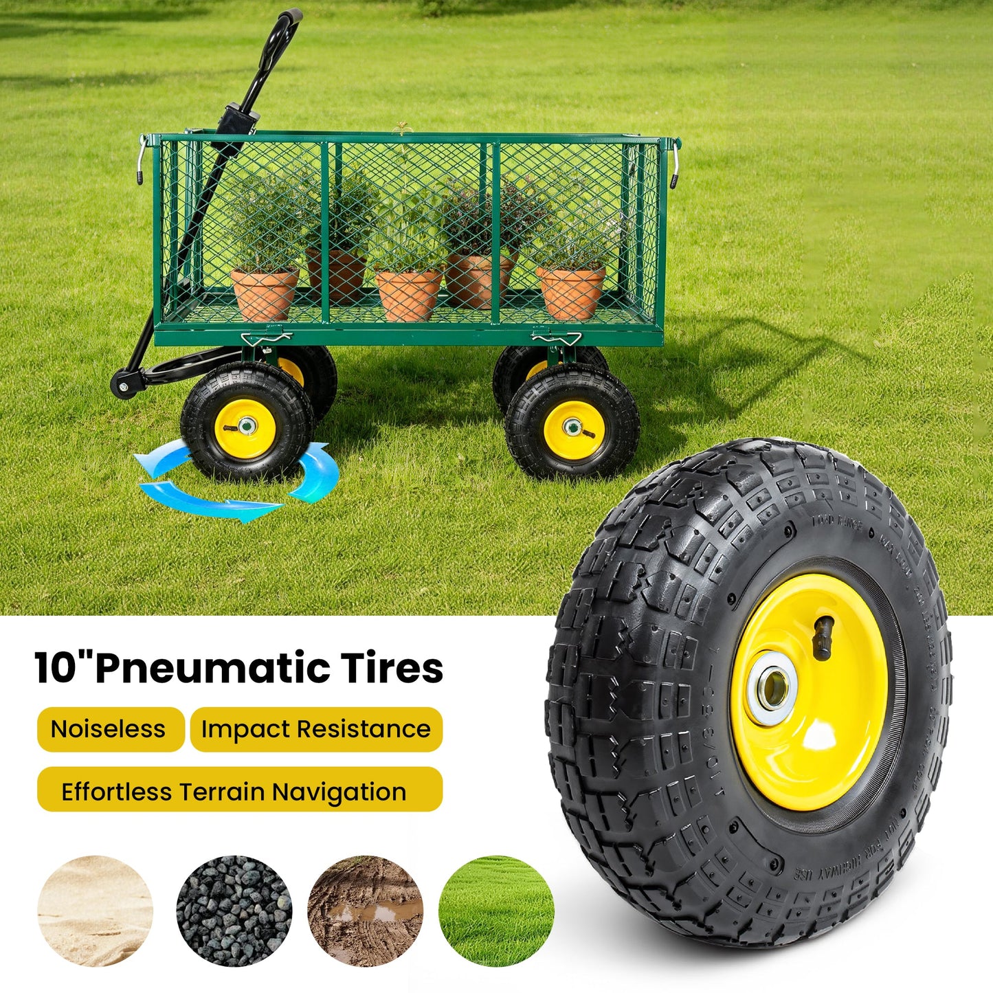 3-in-1 Oversized Steel Garden Cart