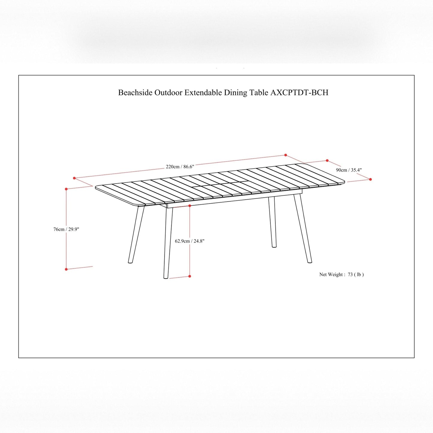Beachside - Outdoor Extendable Dining Table - Light Teak