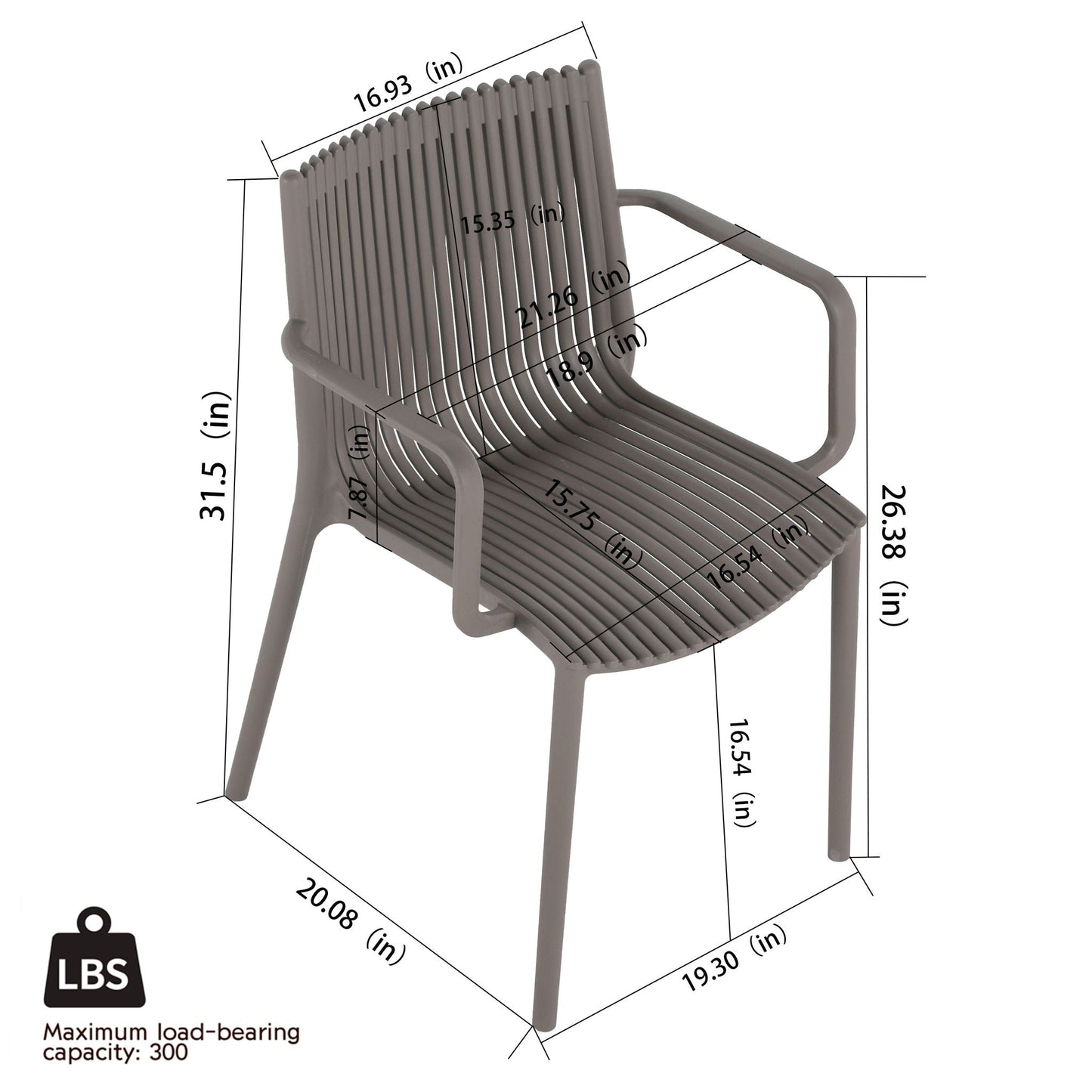 4 Modern Stackable Plastic Armchair Matched With Folding Square Table