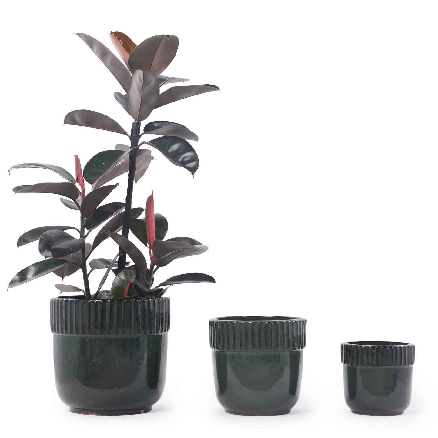 Handmade Ceramic Planter Set of 3, 15/12/9 Inch Diameter, Dark